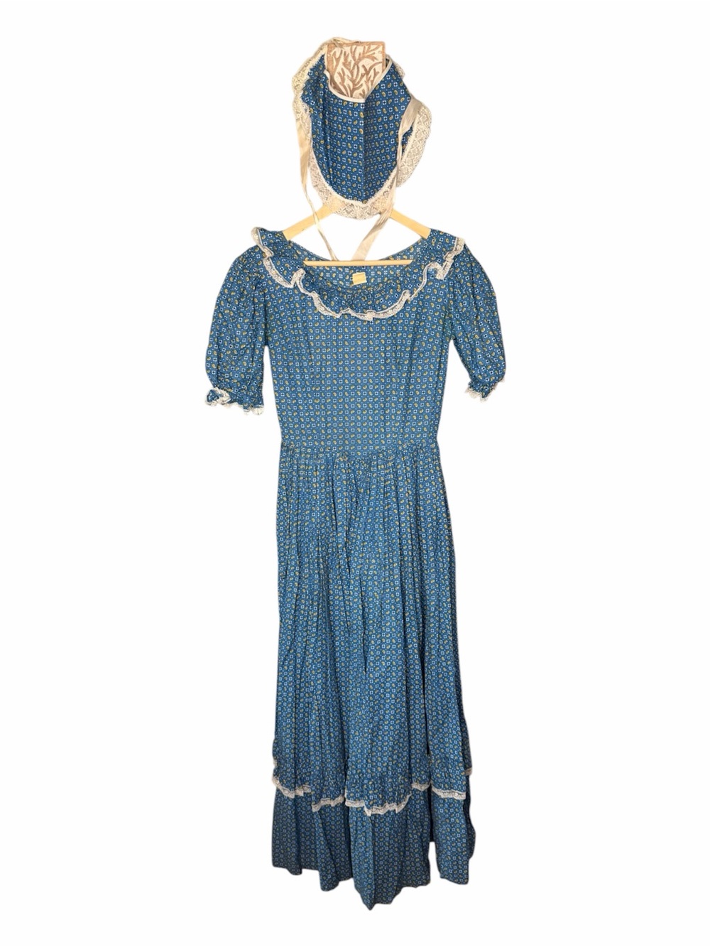 Vintage 1970s Paisley Calico Prairie Maxi Dress with Matching Bonnet - Picture 2 of 13